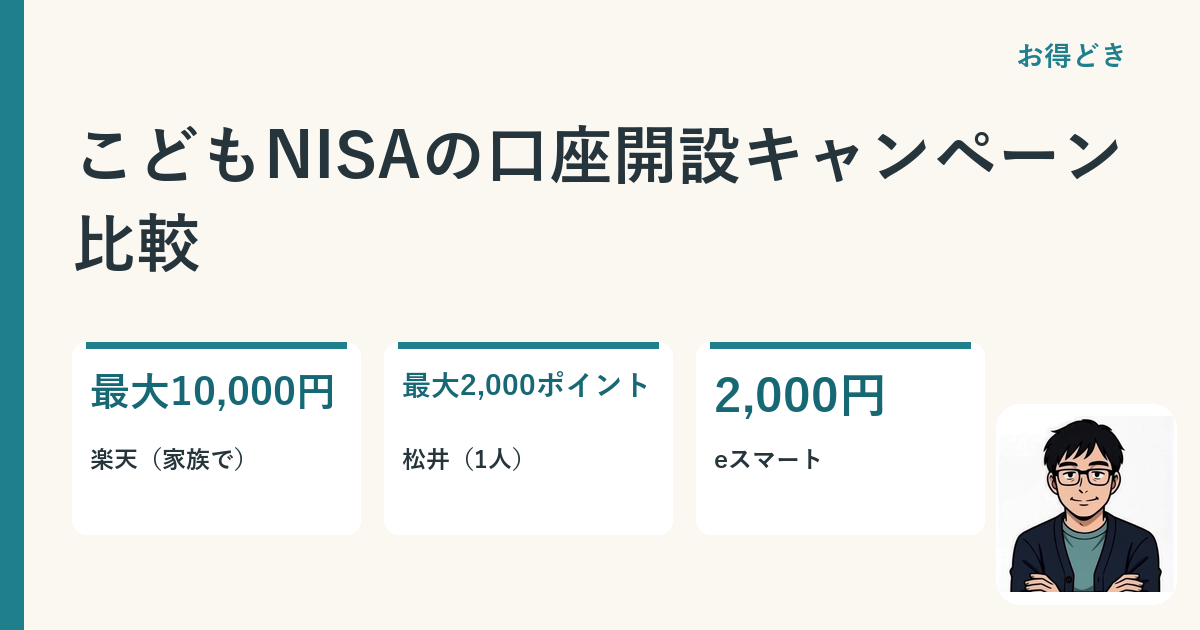 こどもNISAの口座開設キャンペーン比較